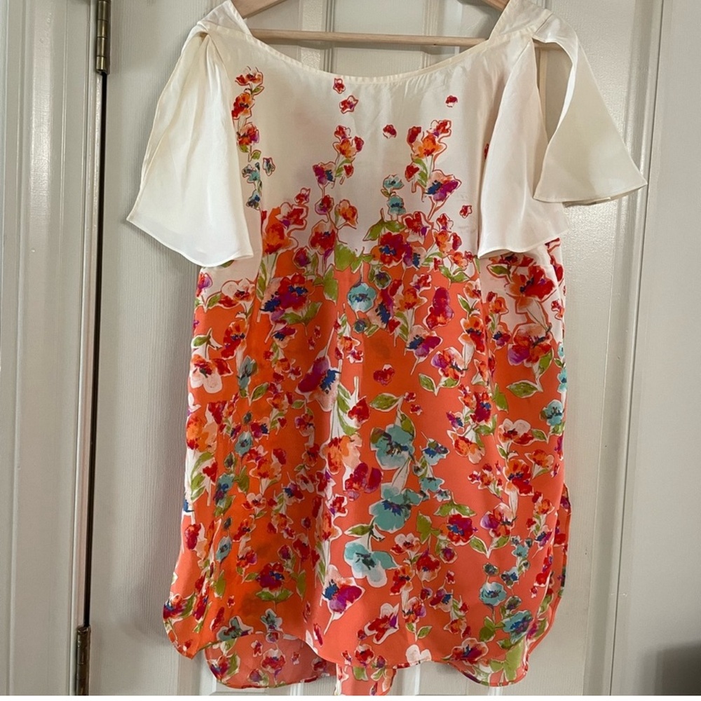 Maeve for Anthropologie Silk Flutter Sleeve Tunic